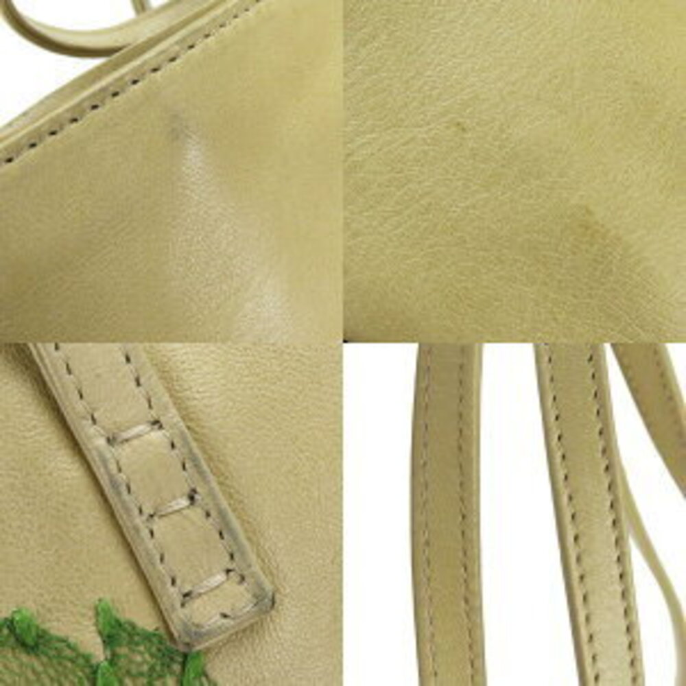 Fendi tote bag roll leather Beige Tan pink green shoulder Floral Flower - Picture 6 of 11
